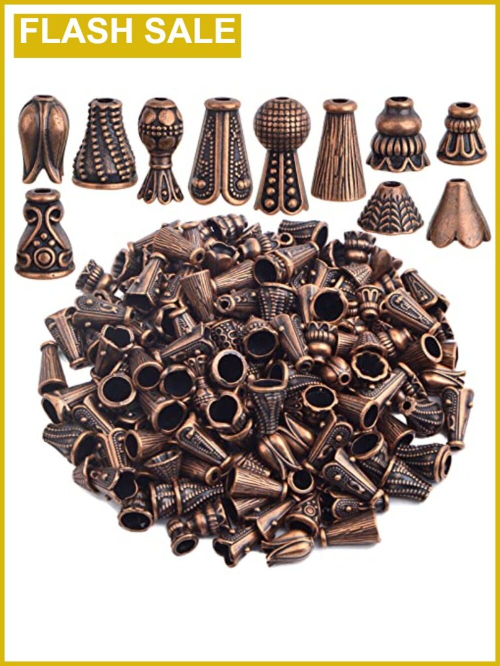 Antique Copper Bead Caps Mixed Styles 110-150 pcs Alloy Metal Jewelry Making